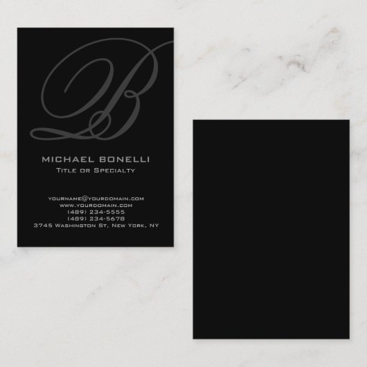 トレンディーチョビーモダングレイ黒の名刺 名刺 (正面/裏面)