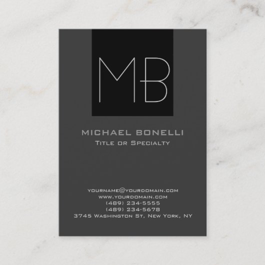 トレンディーチョビーモダングレイ黒の名刺 名刺 (正面)