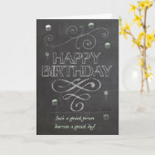 トレンディーチョークボード効果誕生日挨拶 カード (黄色い花)