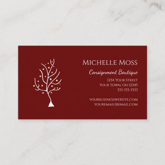 トレンディーツリーオブライフユニークレッドブルゴーニュ 名刺 (正面)