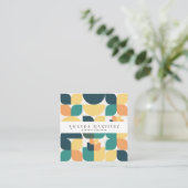 トレンディーティール(緑がかった色)イエロージオメトリックパターンソーシャルメディア スクエア名刺 (スタンド正面)