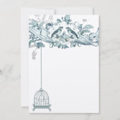 トレンディーティール(緑がかった色)グリーンバードケージヴィンテージスクロー結婚ル 招待状 (裏面)