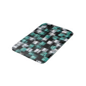 トレンディーティール（緑がかった色）グリーンブルー白黒抽象芸術プレイド バスマット (アングル)