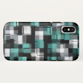 トレンディーティール(緑がかった色)グリーンブルー白黒抽象芸術プレイド Case-Mate iPhoneケース (裏面(横))