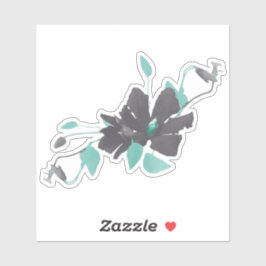 トレンディーティール（緑がかった色）グレーウォーター色の開花つる植物 シール