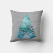 トレンディーティール(緑がかった色)シルバーグリッターツリークリスマス クッション (裏面)