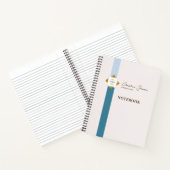 トレンディーティール（緑がかった色）ストライプ金ゴールドロゴ ノートブック (内部)