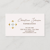 トレンディーティール(緑がかった色)ストライプ金ゴールドロゴ 名刺 (裏面)