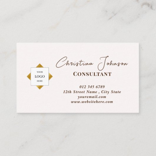 トレンディーティール(緑がかった色)ストライプ金ゴールドロゴ 名刺 (裏面)