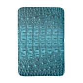 トレンディーティール(緑がかった色)ターコイズアクアブルーアリゲータープリント バスマット (正面縦)