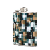 トレンディーティール（緑がかった色）ブラウン白黒プレイド フラスク (左)