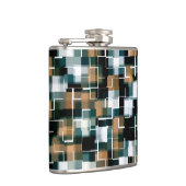 トレンディーティール（緑がかった色）ブラウン白黒プレイド フラスク (右)