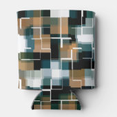 トレンディーティール（緑がかった色）ブラウン白黒プレイド 缶クーラー (裏面)