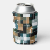 トレンディーティール（緑がかった色）ブラウン白黒プレイド 缶クーラー (缶裏面)