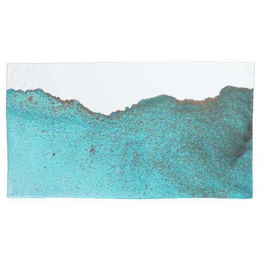 トレンディーティール(緑がかった色)ブラック抽象芸術アートアルコールインク 枕カバー (正面左)