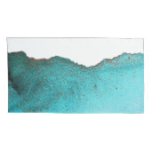 トレンディーティール(緑がかった色)ブラック抽象芸術アートアルコールインク 枕カバー (裏面-右)