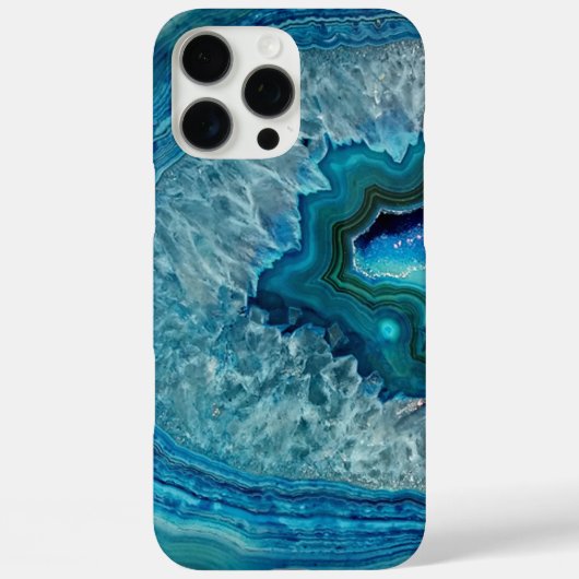 トレンディーティール(緑がかった色)ブルーアクアターコイズジオードロックパターン Case-Mate iPhoneケース (裏面)