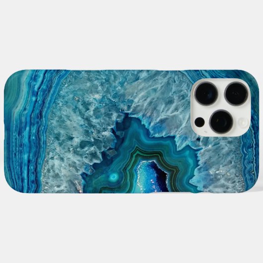 トレンディーティール(緑がかった色)ブルーアクアターコイズジオードロックパターン Case-Mate iPhoneケース (裏面 (横))