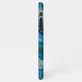 トレンディーティール(緑がかった色)ブルーアクアターコイズジオードロックパターン iPhoneケース (左側)