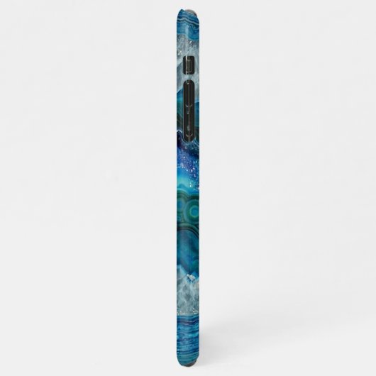 トレンディーティール(緑がかった色)ブルーアクアターコイズジオードロックパターン iPhoneケース (左側)