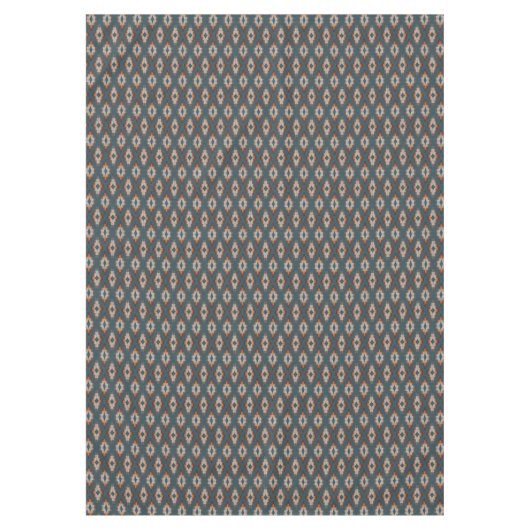 トレンディーティール（緑がかった色）ブルーオレンジダークブラウングレートライバルアート テーブルクロス (正面)