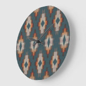 トレンディーティール(緑がかった色)ブルーオレンジダークブラウングレートライバルアート ラージ壁時計 (傾斜)