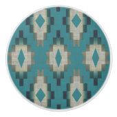 トレンディーティール（緑がかった色）ブルータウペブラウンベージュグレートバルアート セラミックノブ (正面)