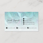 トレンディーティール(緑がかった色)マーブルジェムストーンジオメトリックデザイン 名刺 (裏面)