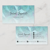 トレンディーティール(緑がかった色)マーブルジェムストーンジオメトリックデザイン 名刺 (正面/裏面)