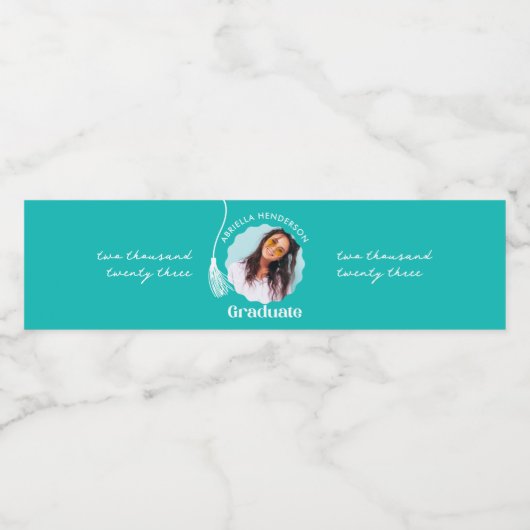 トレンディーティール（緑がかった色）卒業写真 ペットボトルラベル (シングルラベル)