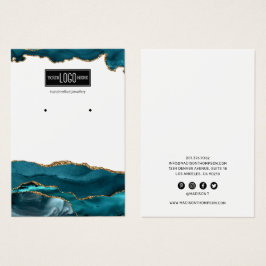 トレンディーティール（緑がかった色）&金ゴールド瑪瑙イヤリングディスプレイ