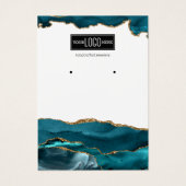 トレンディーティール(緑がかった色)&金ゴールド瑪瑙イヤリングディスプレイ (正面)