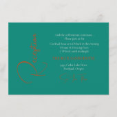 トレンディーティール(緑がかった色)&銅ウェディングレセプション エンクロージャーカード (正面)