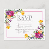 トレンディーテクニカラーボホフローラウェディングRSVP インビテーションポストカード (正面)