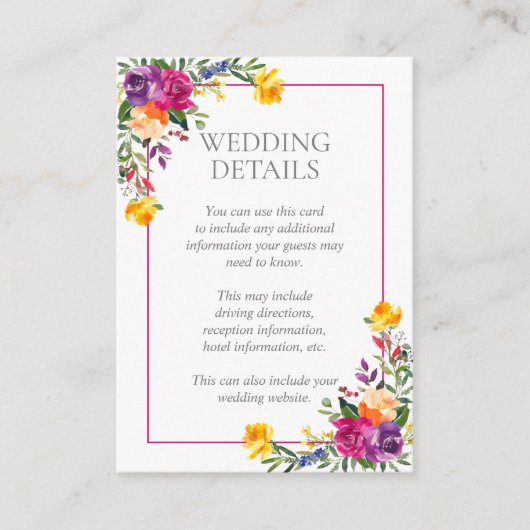 トレンディーテクニカラーボホ結婚フローラ詳細 エンクロージャーカード (正面)