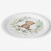 トレンディーテディベアグリーンリースセージ風船 ペーパープレート (アングル)