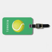 トレンディーテニスボールグパーソナライズされたリーン ラゲッジタグ (正面横)