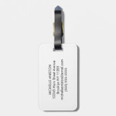 トレンディーテニスラケットとボーパーソナライズされたル ラゲッジタグ (裏面縦)