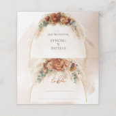 トレンディーテラコッタと燃える花の緑 プレイスカード (外部開封)