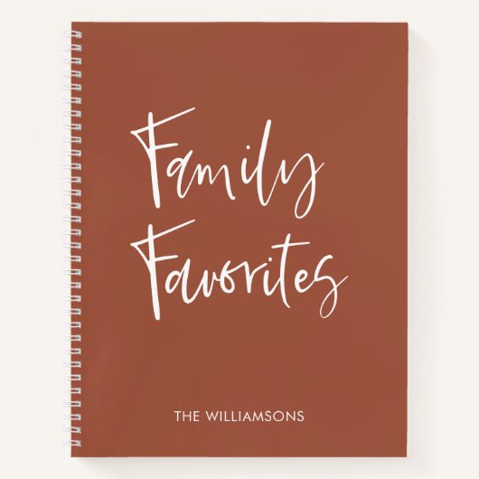 トレンディーテラコッタスクリプト料理ファミリーレシピ ノートブック (正面)