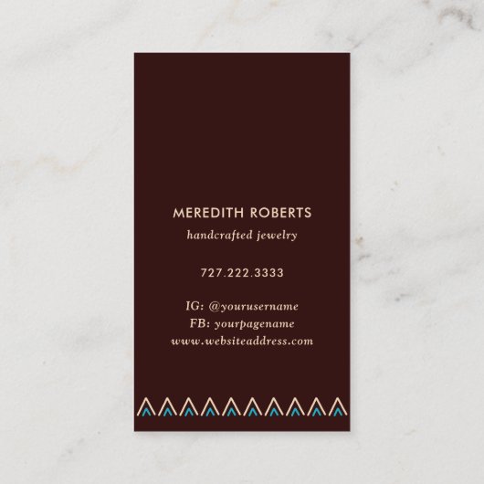 トレンディーテラコッタターコイズトバルデザイン 名刺 (裏面)