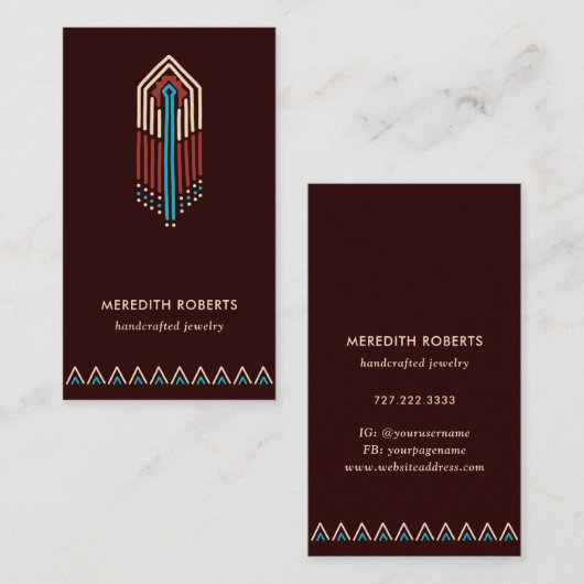 トレンディーテラコッタターコイズトバルデザイン 名刺 (正面/裏面)