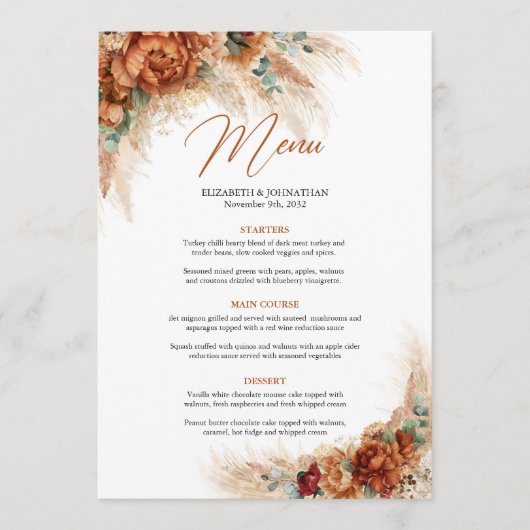 トレンディーテラコッタフローラパンパスグラスユーカリ メニュー (正面)