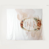 トレンディーテラコッタブルガンディパンパスアーチ背景 タペストリー (正面(横))