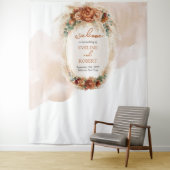 トレンディーテラコッタブルガンディパンパスアーチ背景 タペストリー (インサイチュ)