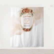 トレンディーテラコッタブルガンディパンパスアーチ背景