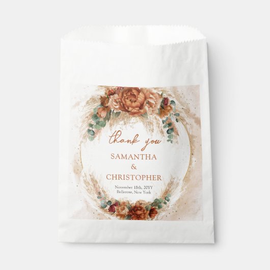 トレンディーテラコッタブルゴーニュ花グリーンパンパ フェイバーバッグ (正面)