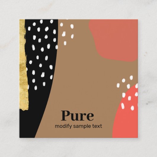 トレンディーテラコッタ抽象芸術アート スクエア名刺 (正面)