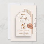 トレンディーテラコッタ花アーチ茶色の色合いアイボリー 招待状 (正面)