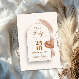 トレンディーテラコッタ花アーチ茶色の色合いアイボリー 招待状